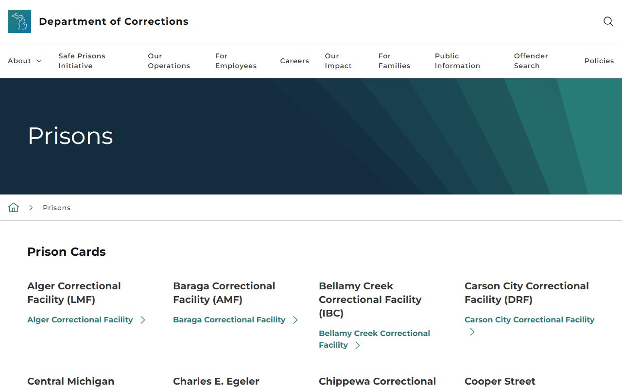 Schoolcraft County inmate population MDOC prison directory no local state prison